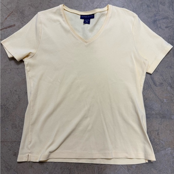 Karen Scott yellow Tee 100% cotton Size PM - Picture 2 of 3